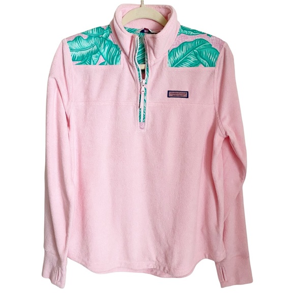 Vineyard Vines Banana Leaf Terry Relaxed Shep Shirt Pink Green Small - Picture 1 of 8